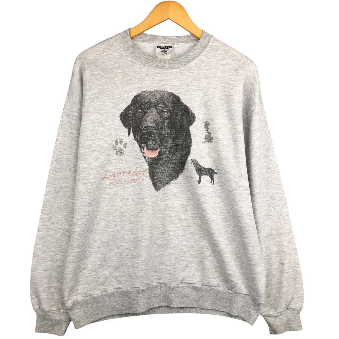 Vintage 90'S Jersey Labrador Retriever Dog Print Animal Sweatshirt, Men's Size L unclear gray type Vintage Second Hand