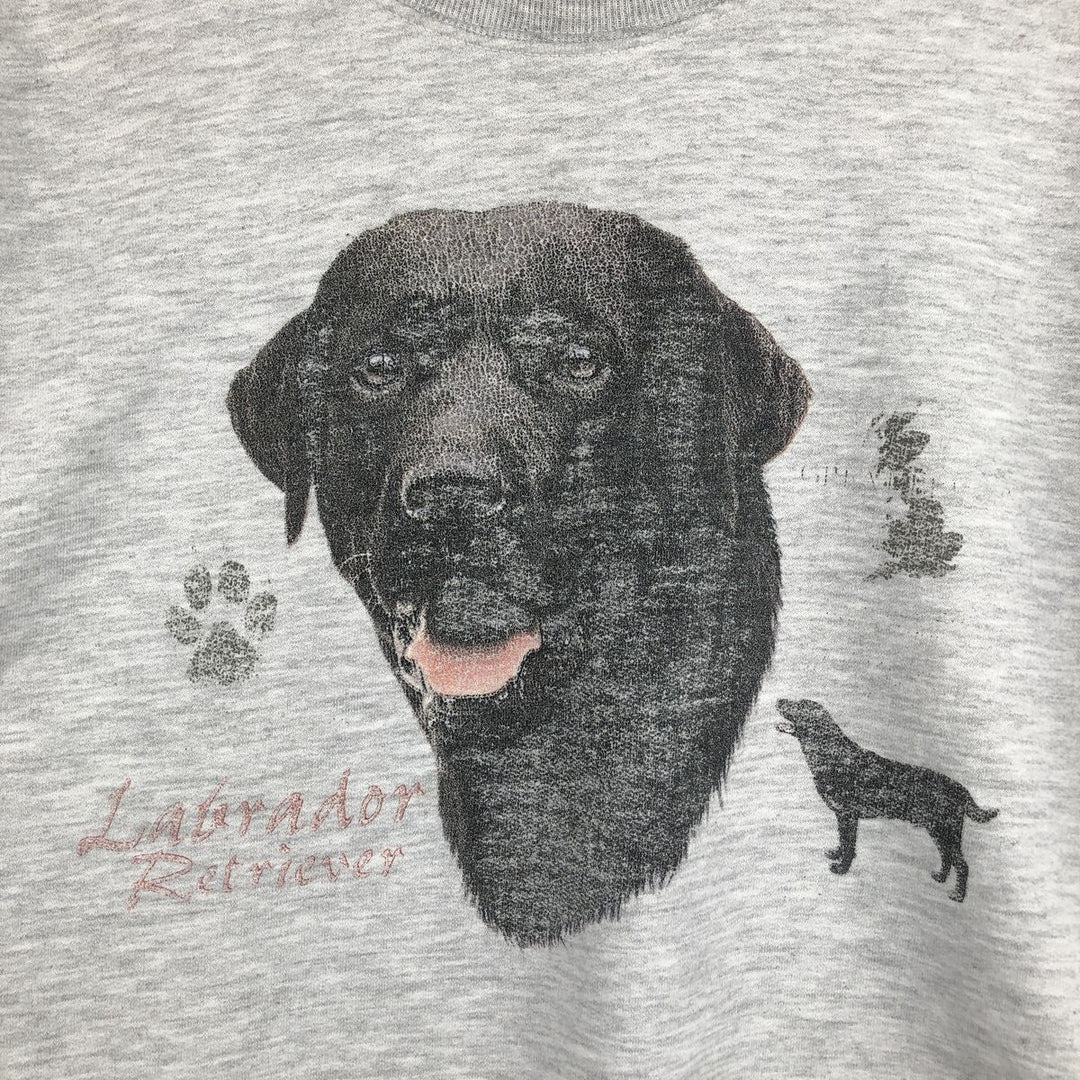Vintage 90'S Jersey Labrador Retriever Dog Print Animal Sweatshirt, Men's Size L unclear gray type Vintage Second Hand