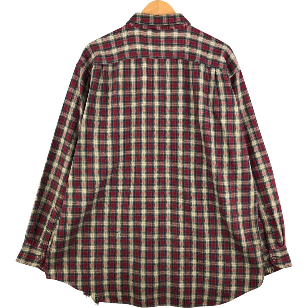 90'S Gap Vintage Herringbone Long Sleeve Button-Down Flannel Check Shirt, Men's Size XL cotton red type Vintage Second Hand