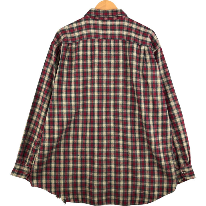 90'S Gap Vintage Herringbone Long Sleeve Button-Down Flannel Check Shirt, Men's Size XL cotton red type Vintage Second Hand