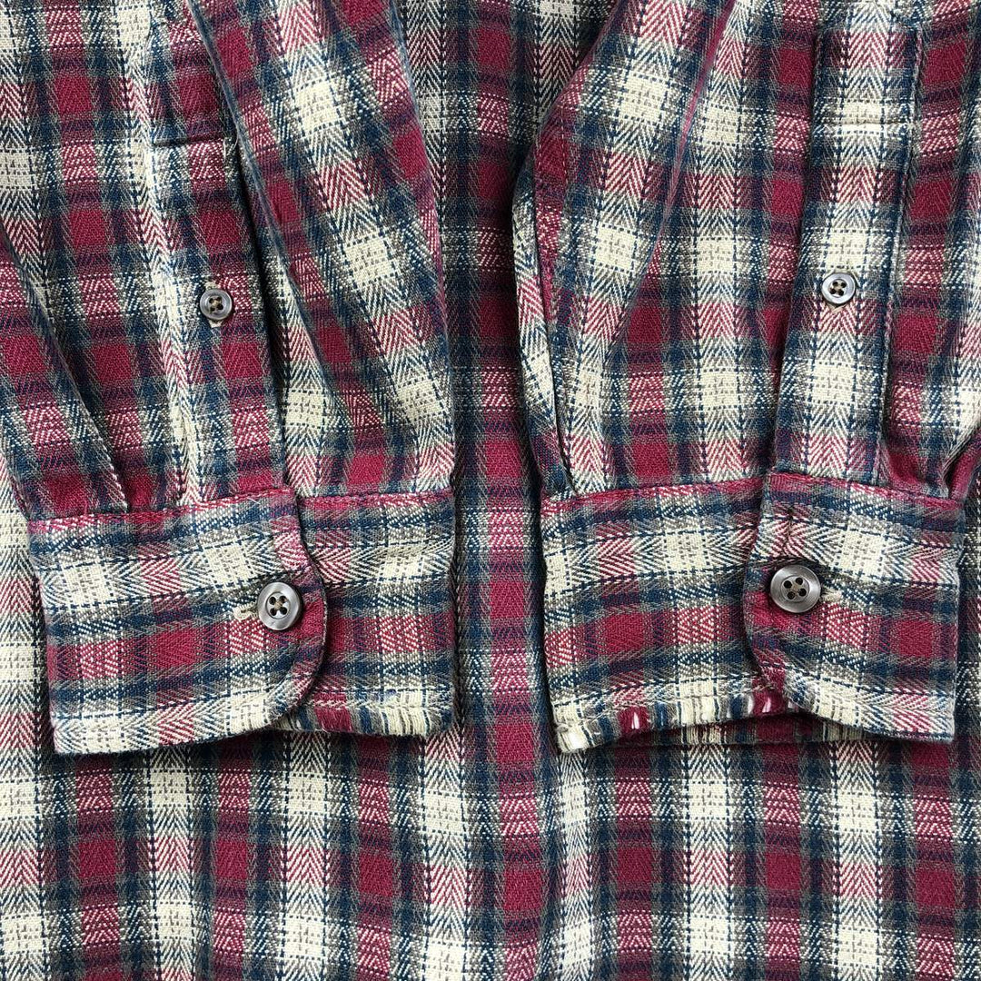 90'S Gap Vintage Herringbone Long Sleeve Button-Down Flannel Check Shirt, Men's Size XL cotton red type Vintage Second Hand