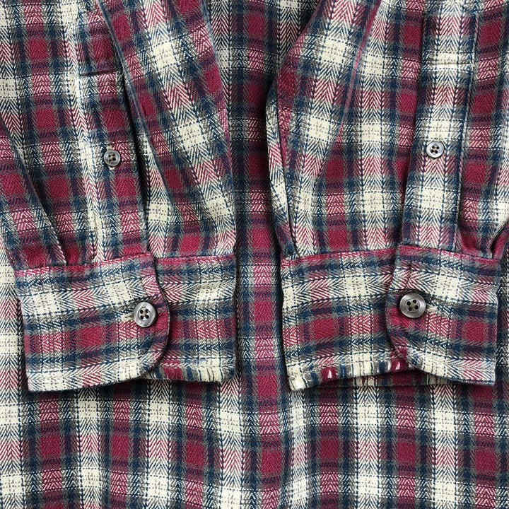 90'S Gap Vintage Herringbone Long Sleeve Button-Down Flannel Check Shirt, Men's Size XL cotton red type Vintage Second Hand