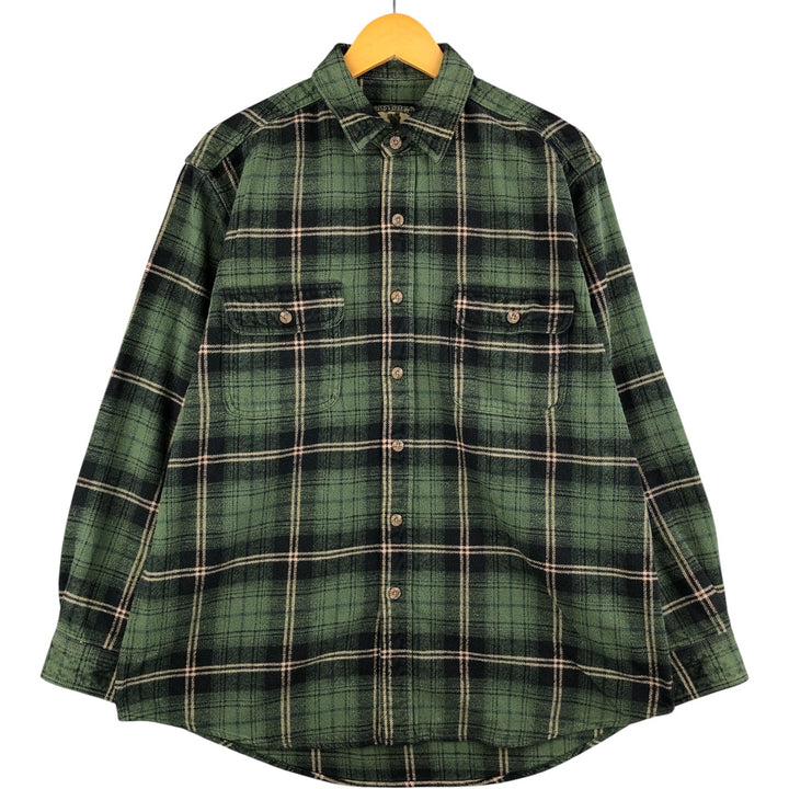 90'S Vintage Field and Stream Long Sleeve Heavy Flannel Check Shirt, Men's Size L cotton green type Vintage Second Hand