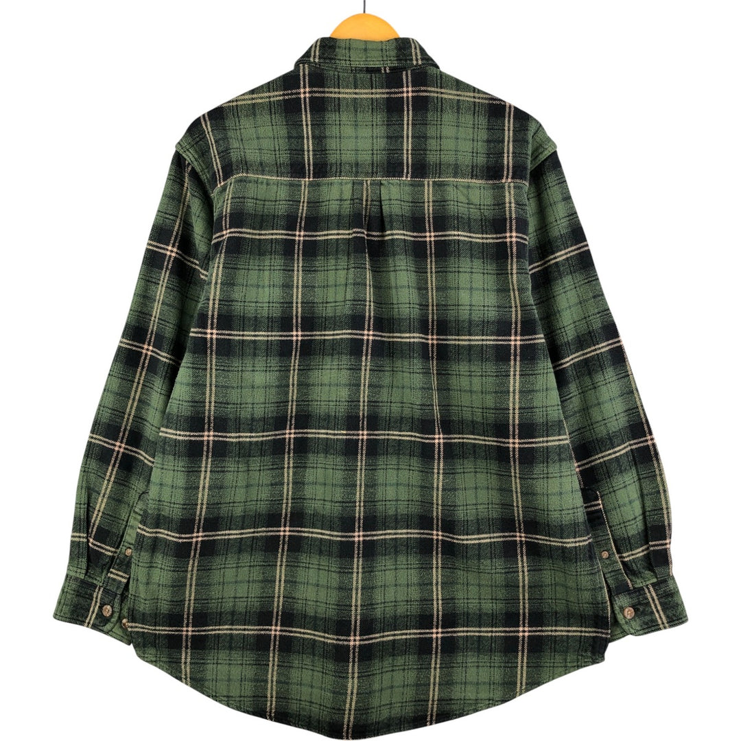 90'S Vintage Field and Stream Long Sleeve Heavy Flannel Check Shirt, Men's Size L cotton green type Vintage Second Hand