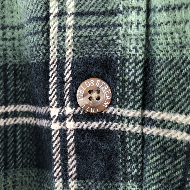 90'S Vintage Field and Stream Long Sleeve Heavy Flannel Check Shirt, Men's Size L cotton green type Vintage Second Hand