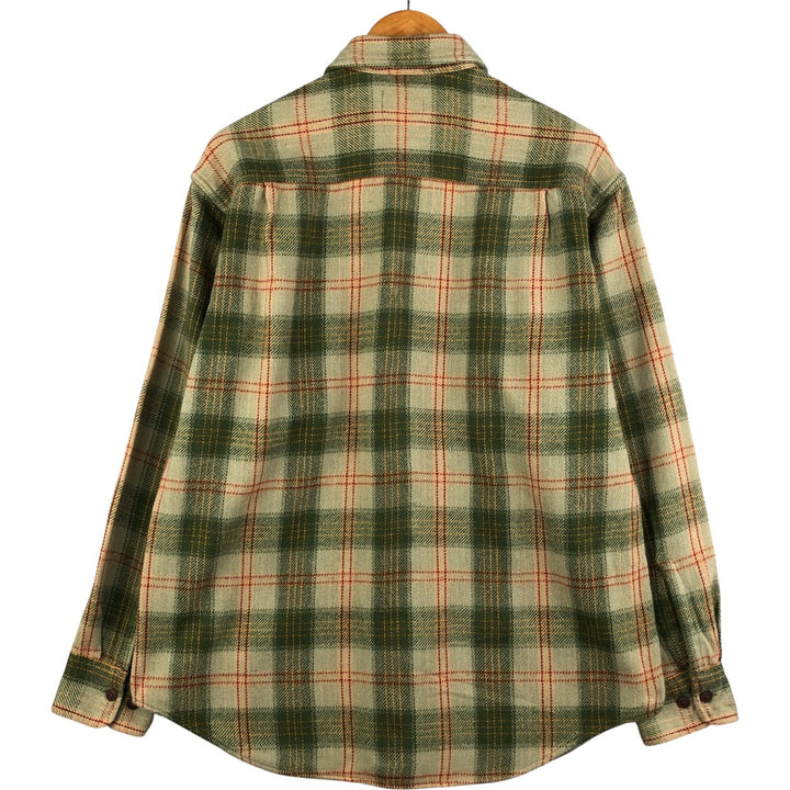 Vintage 1990s-2000'S St. John's Bay long-sleeved heavy flannel check shirt, size M, men's cotton Khaki type sage green Vintage Second Hand