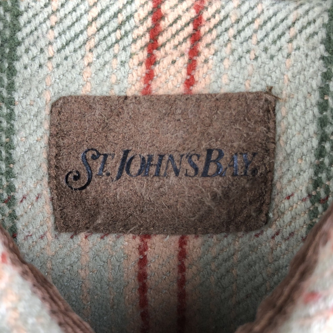 Vintage 1990s-2000'S St. John's Bay long-sleeved heavy flannel check shirt, size M, men's cotton Khaki type sage green Vintage Second Hand