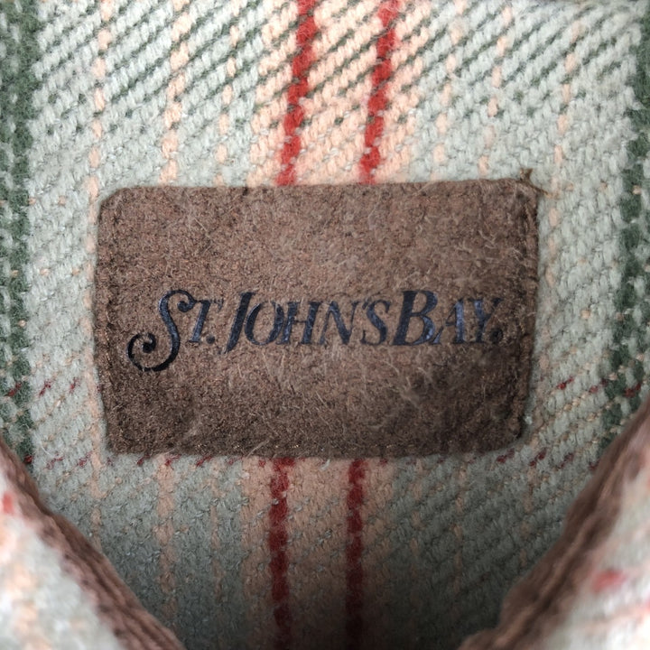Vintage 1990s-2000'S St. John's Bay long-sleeved heavy flannel check shirt, size M, men's cotton Khaki type sage green Vintage Second Hand