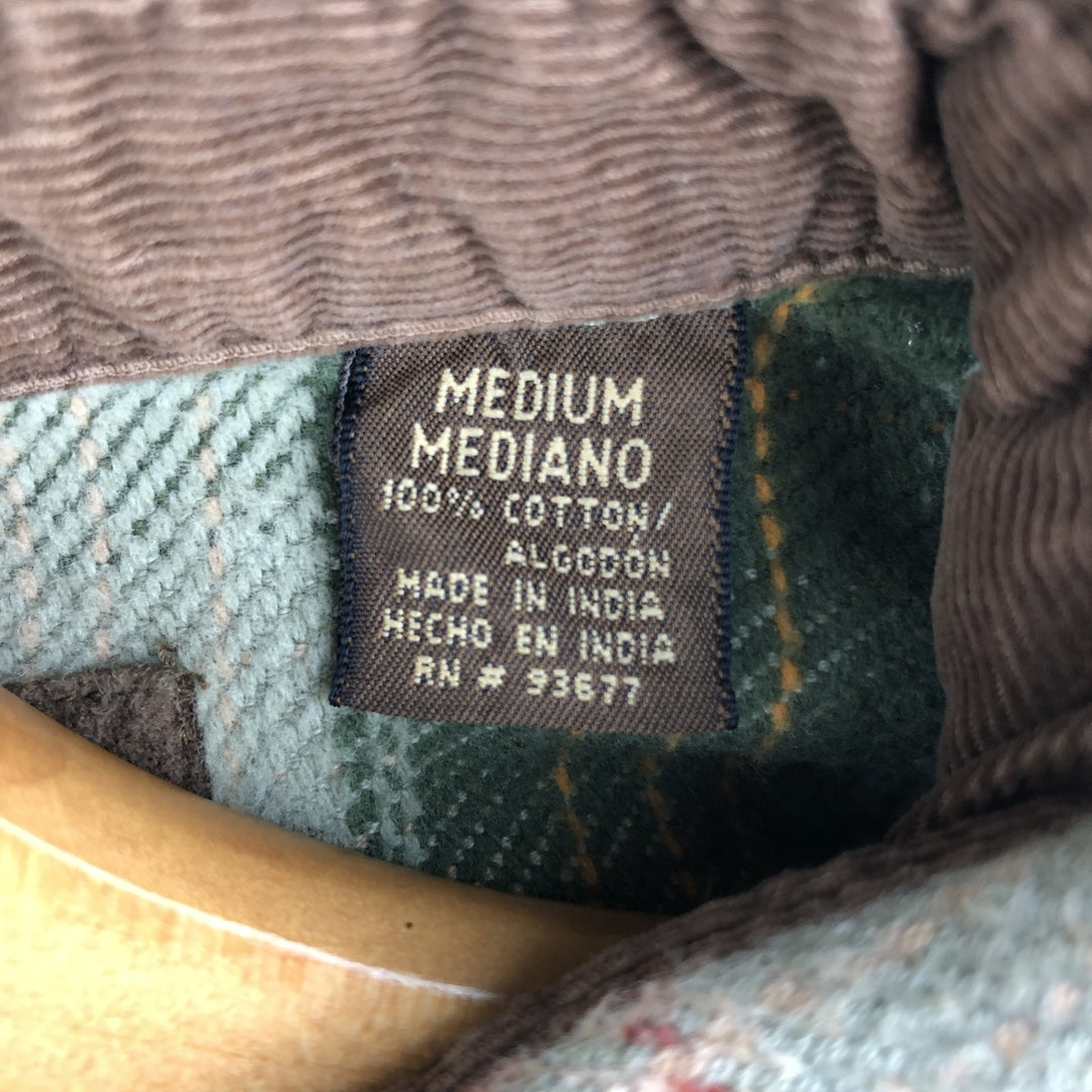 Vintage 1990s-2000'S St. John's Bay long-sleeved heavy flannel check shirt, size M, men's cotton Khaki type sage green Vintage Second Hand