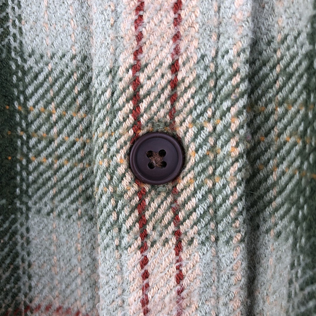 Vintage 1990s-2000'S St. John's Bay long-sleeved heavy flannel check shirt, size M, men's cotton Khaki type sage green Vintage Second Hand