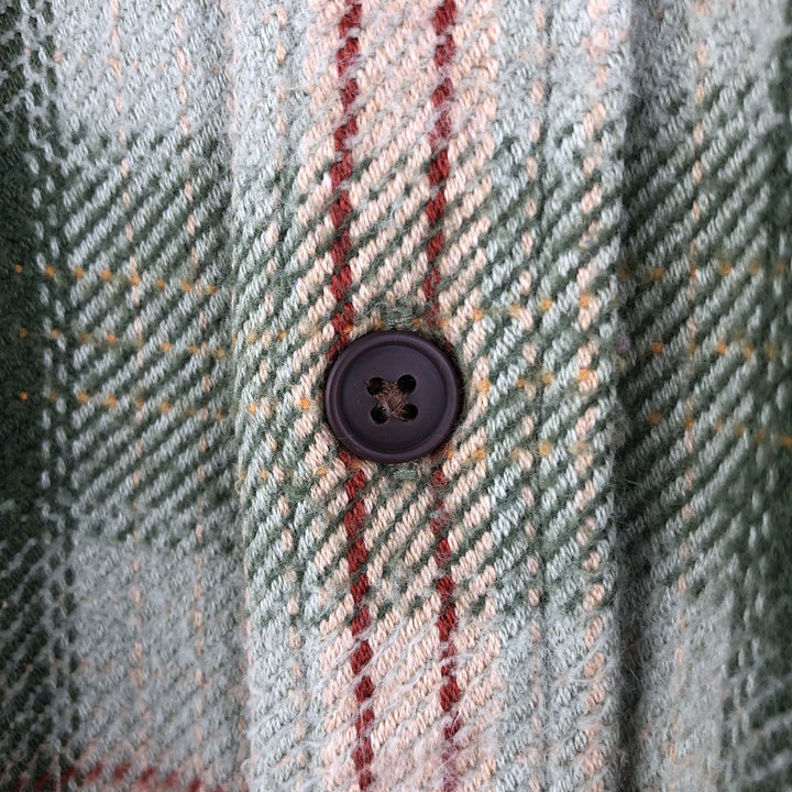 Vintage 1990s-2000'S St. John's Bay long-sleeved heavy flannel check shirt, size M, men's cotton Khaki type sage green Vintage Second Hand