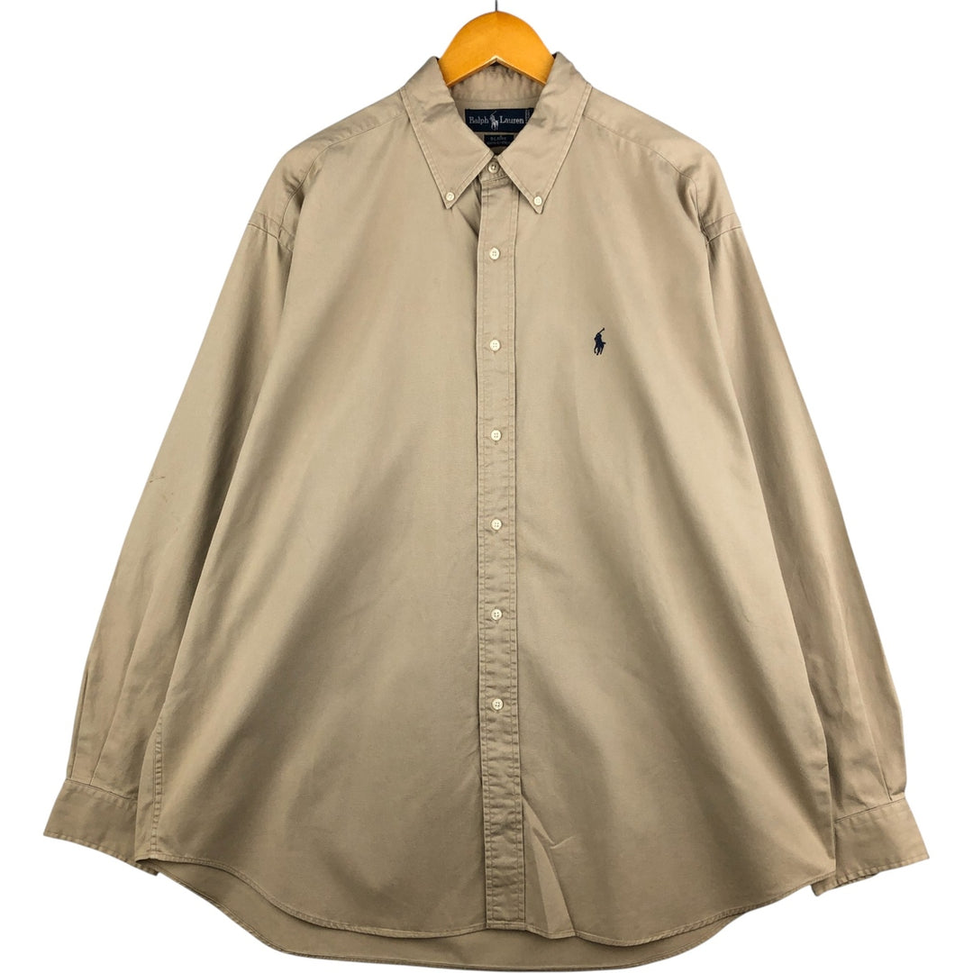 Ralph Lauren BLAIRE long sleeve button down shirt, men's XL size cotton Beige type Vintage Second Hand