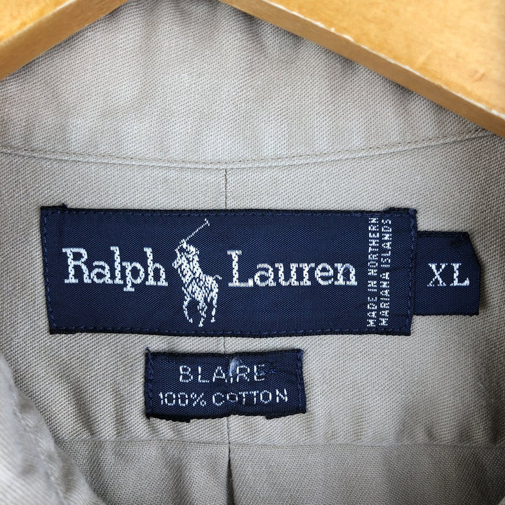 Ralph Lauren BLAIRE long sleeve button down shirt, men's XL size cotton Beige type Vintage Second Hand
