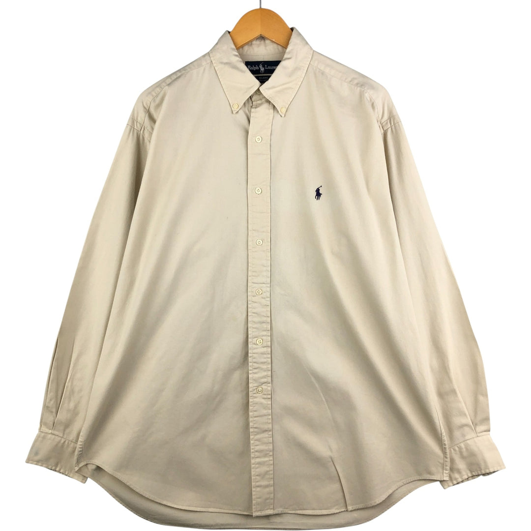 Ralph Lauren BLAIRE long sleeve button down shirt, men's size L cotton Beige type Vintage Second Hand