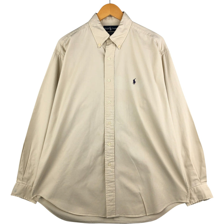Ralph Lauren BLAIRE long sleeve button down shirt, men's size L cotton Beige type Vintage Second Hand