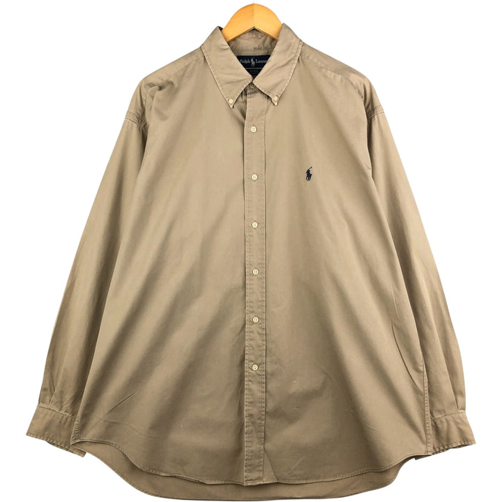 Ralph Lauren BLAKE long sleeve button down shirt, men's XL size cotton Beige type Vintage Second Hand