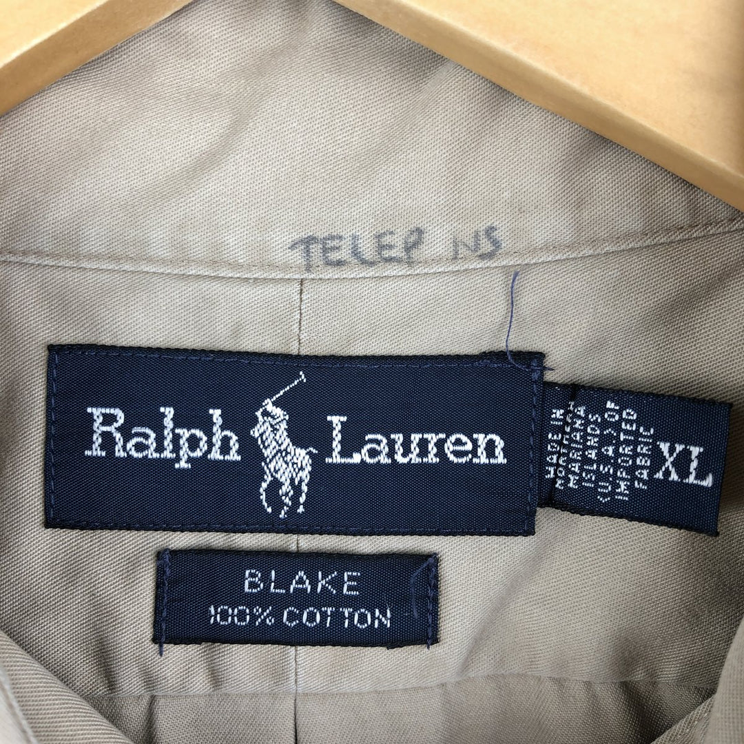 Ralph Lauren BLAKE long sleeve button down shirt, men's XL size cotton Beige type Vintage Second Hand