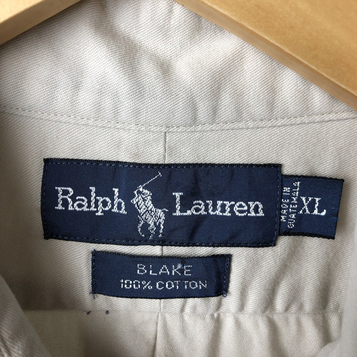Ralph Lauren BLAKE long sleeve button down shirt, men's XL size cotton ivory Vintage Second Hand