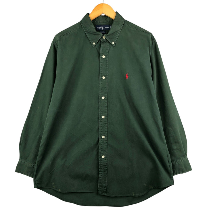 Ralph Lauren BLAIRE long sleeve button down shirt, men's XL size cotton Green type dark green Vintage Second Hand