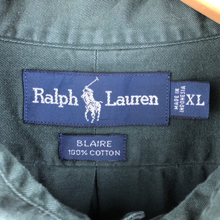 Ralph Lauren BLAIRE long sleeve button down shirt, men's XL size cotton Green type dark green Vintage Second Hand