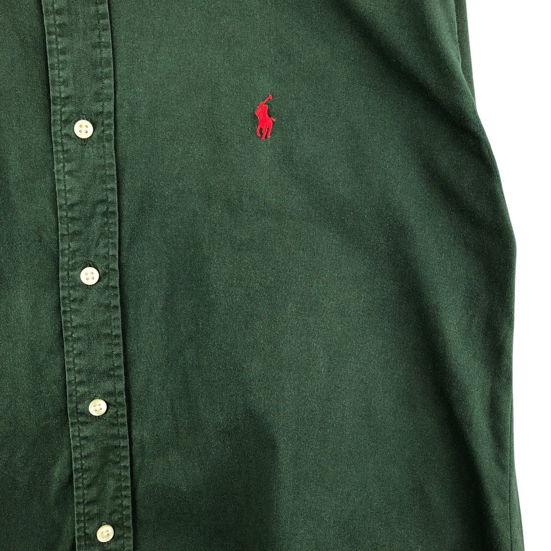 Ralph Lauren BLAIRE long sleeve button down shirt, men's XL size cotton Green type dark green Vintage Second Hand