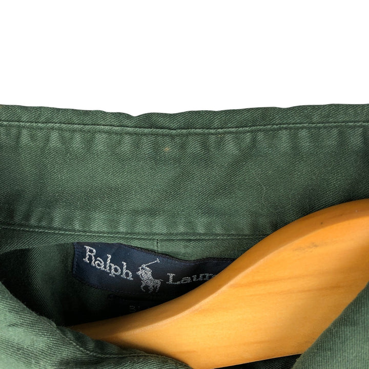 Ralph Lauren BLAIRE long sleeve button down shirt, men's XL size cotton Green type dark green Vintage Second Hand