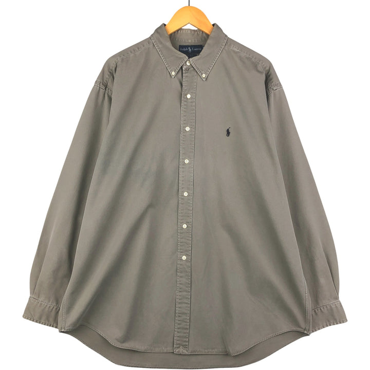 Ralph Lauren BLAKE long sleeve button down shirt, men's XL size cotton Khaki type beige Vintage Second Hand