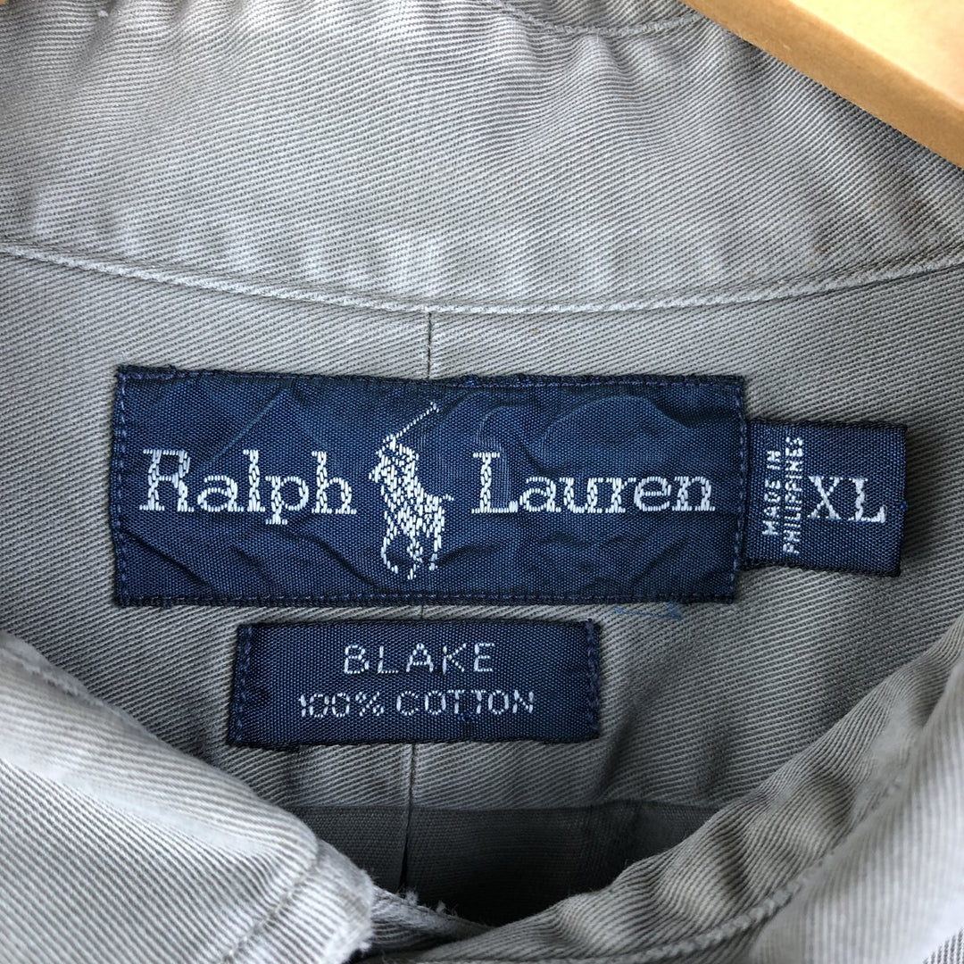 Ralph Lauren BLAKE long sleeve button down shirt, men's XL size cotton Khaki type beige Vintage Second Hand
