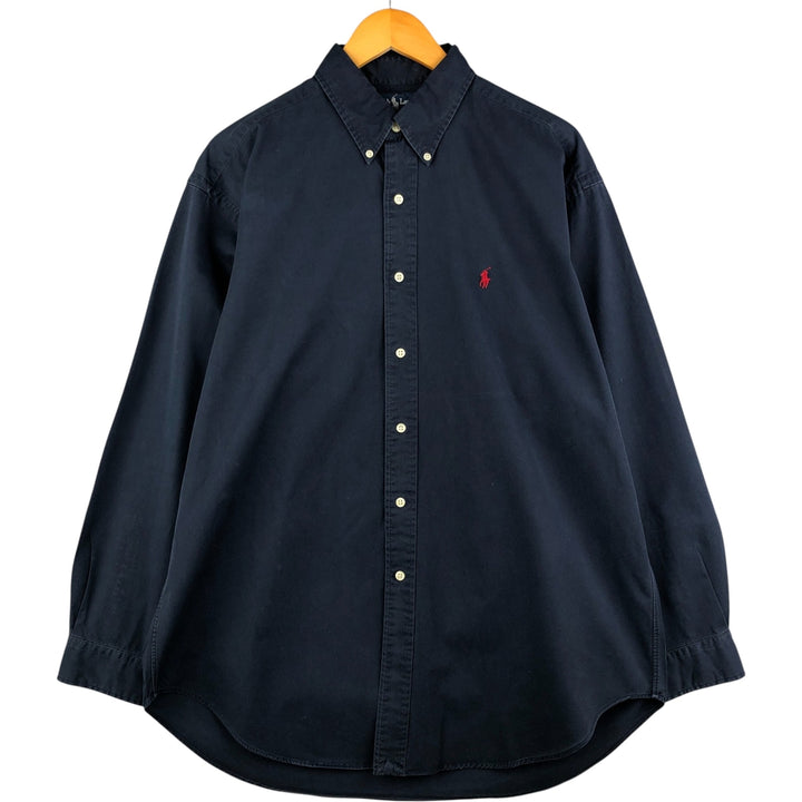 Ralph Lauren BLAKE long sleeve button down shirt, men's size L cotton navy blue type Vintage Second Hand