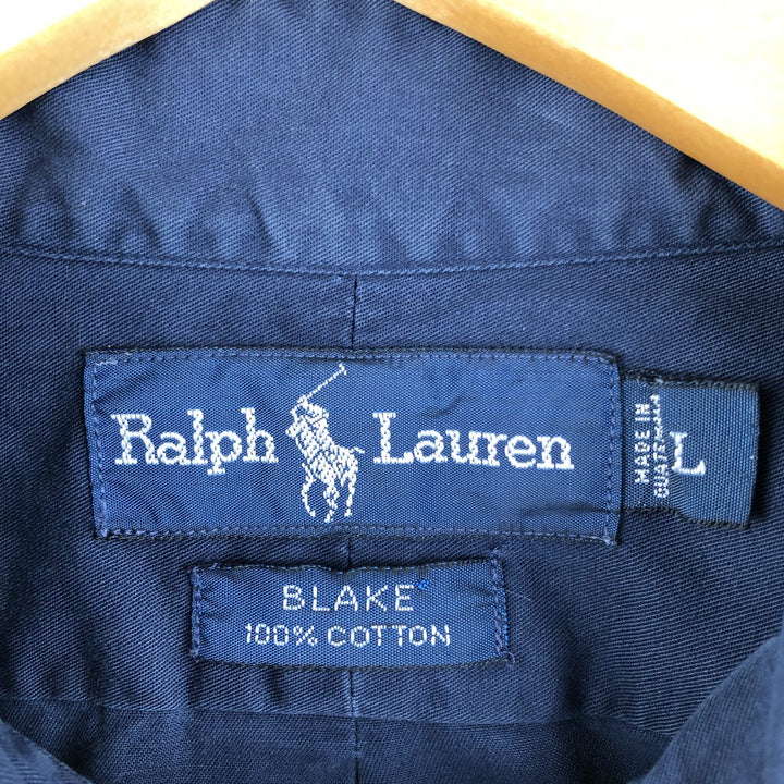 Ralph Lauren BLAKE long sleeve button down shirt, men's size L cotton navy blue type Vintage Second Hand