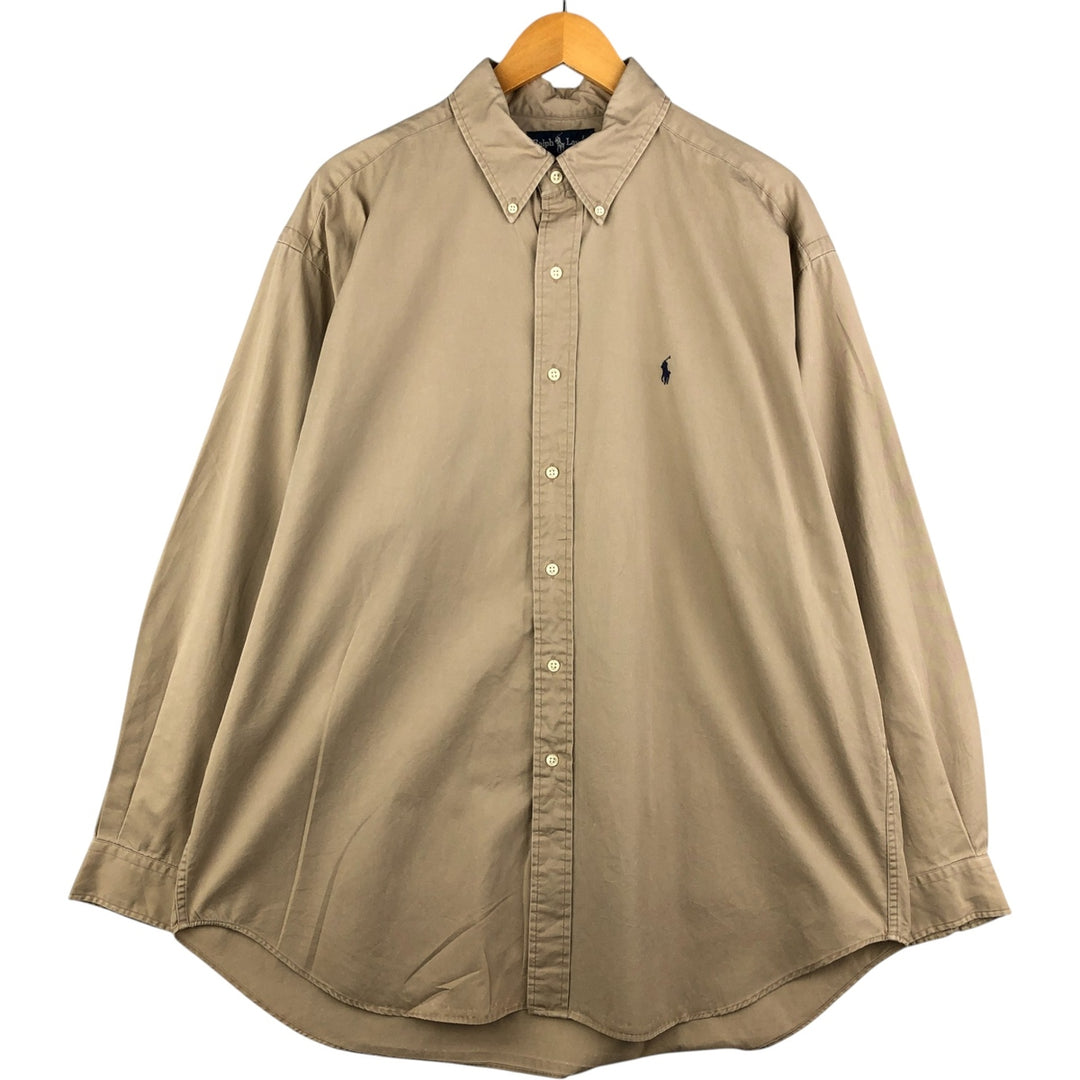 Ralph Lauren BLAKE long sleeve button down shirt, men's XL size cotton Beige type Vintage Second Hand