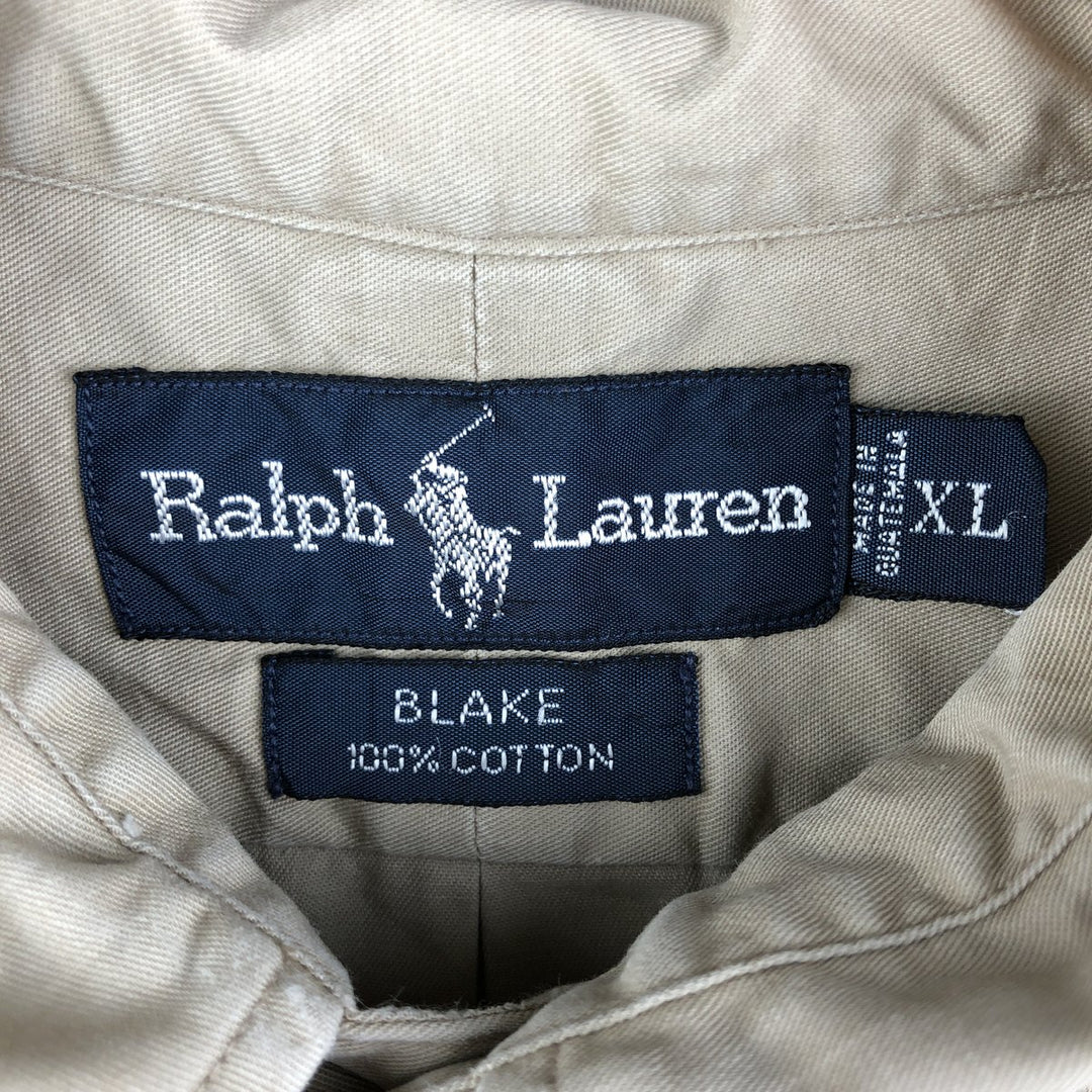 Ralph Lauren BLAKE long sleeve button down shirt, men's XL size cotton Beige type Vintage Second Hand