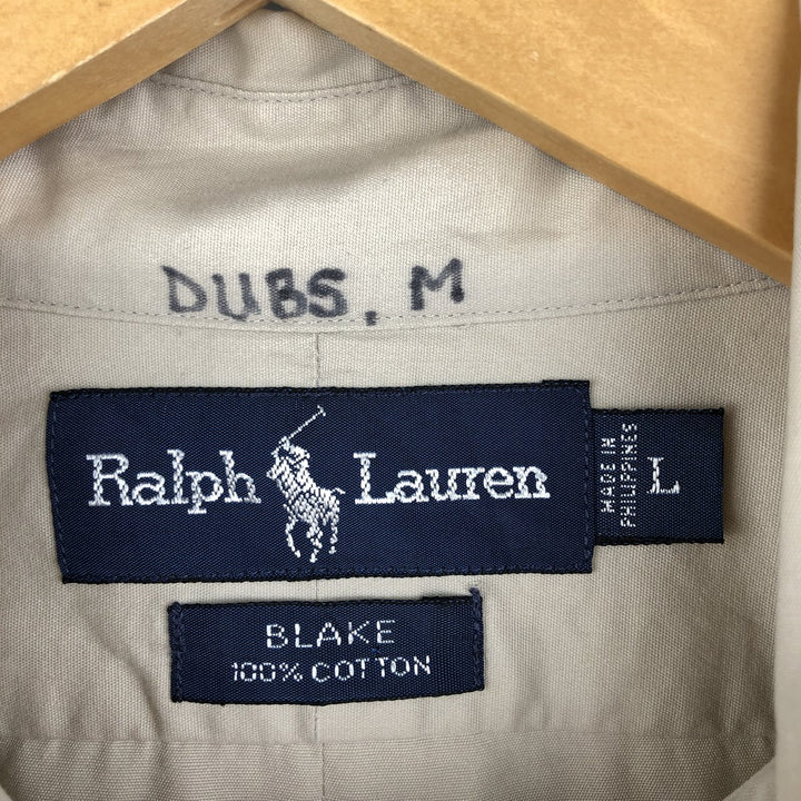 Ralph Lauren BLAKE long sleeve button down shirt, men's size L cotton Beige type Vintage Second Hand