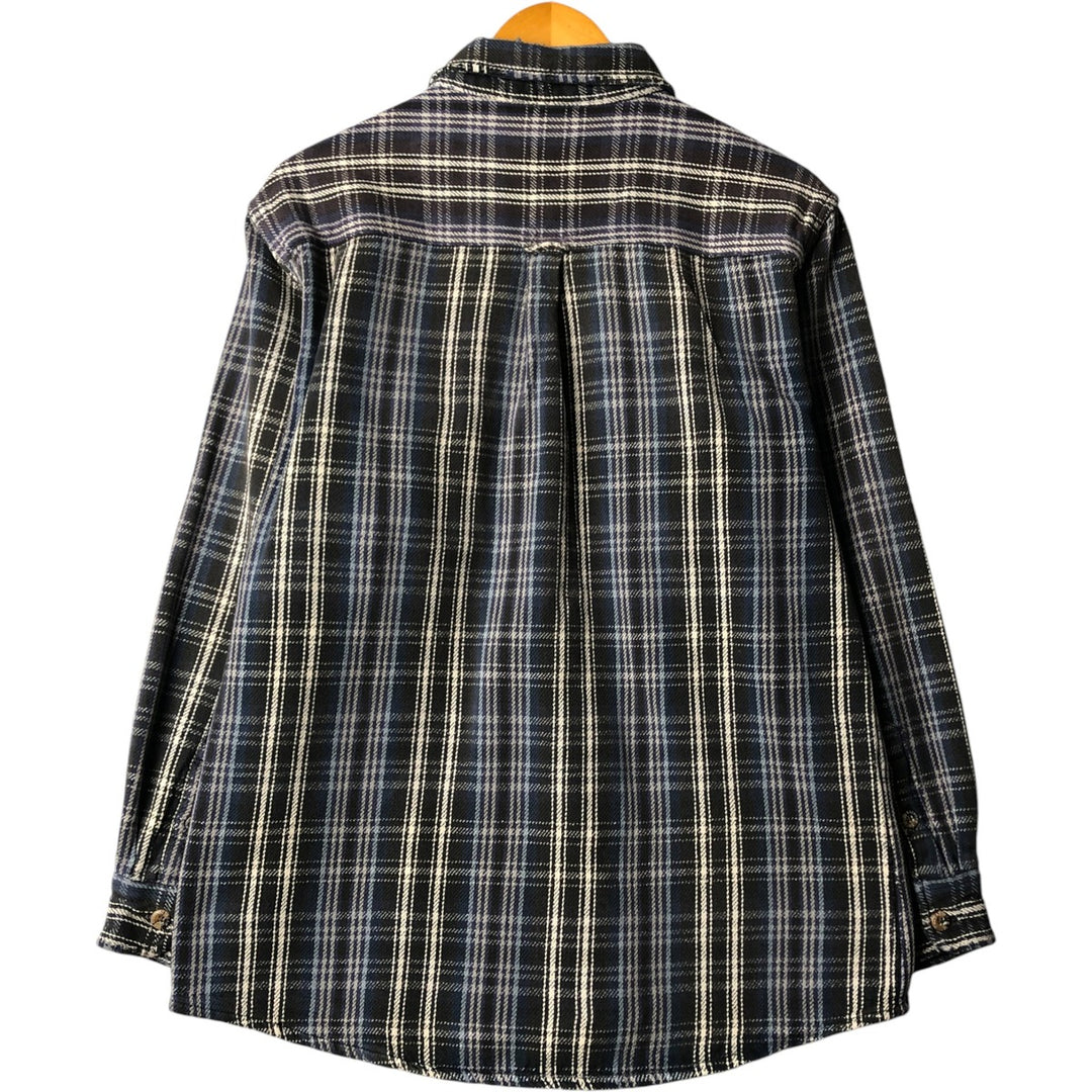 FIELD AND STREAM Long Sleeve Flannel Check Shirt, Men's Size L cotton navy blue type Vintage Second Hand