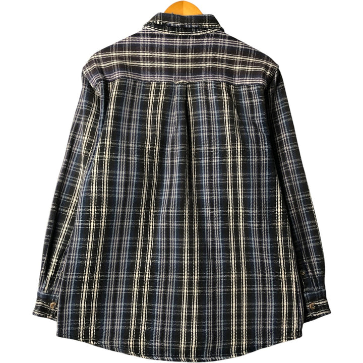 FIELD AND STREAM Long Sleeve Flannel Check Shirt, Men's Size L cotton navy blue type Vintage Second Hand