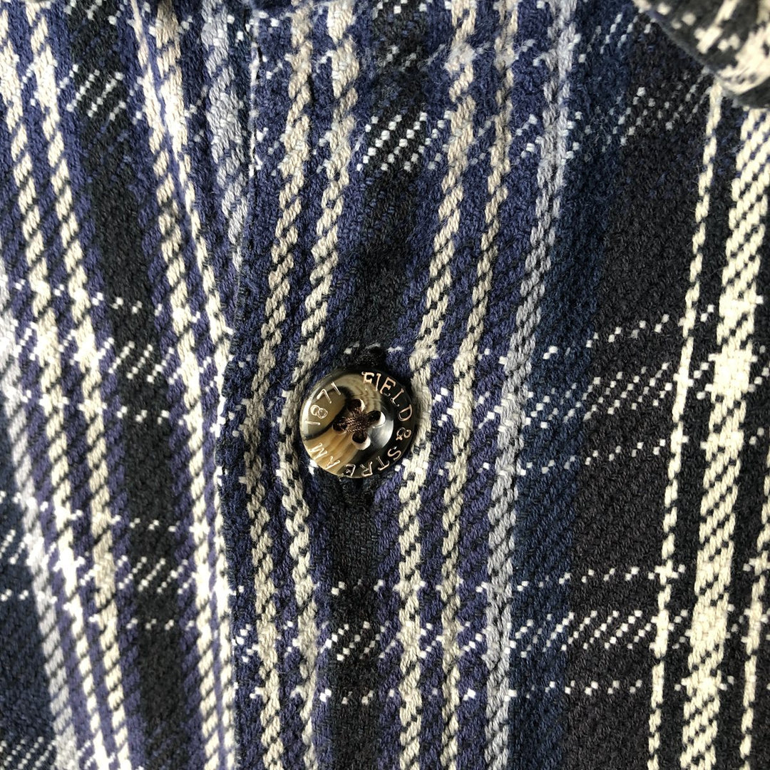 FIELD AND STREAM Long Sleeve Flannel Check Shirt, Men's Size L cotton navy blue type Vintage Second Hand