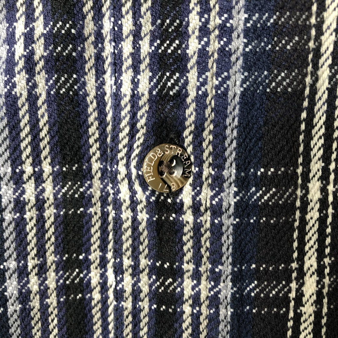 FIELD AND STREAM Long Sleeve Flannel Check Shirt, Men's Size L cotton navy blue type Vintage Second Hand