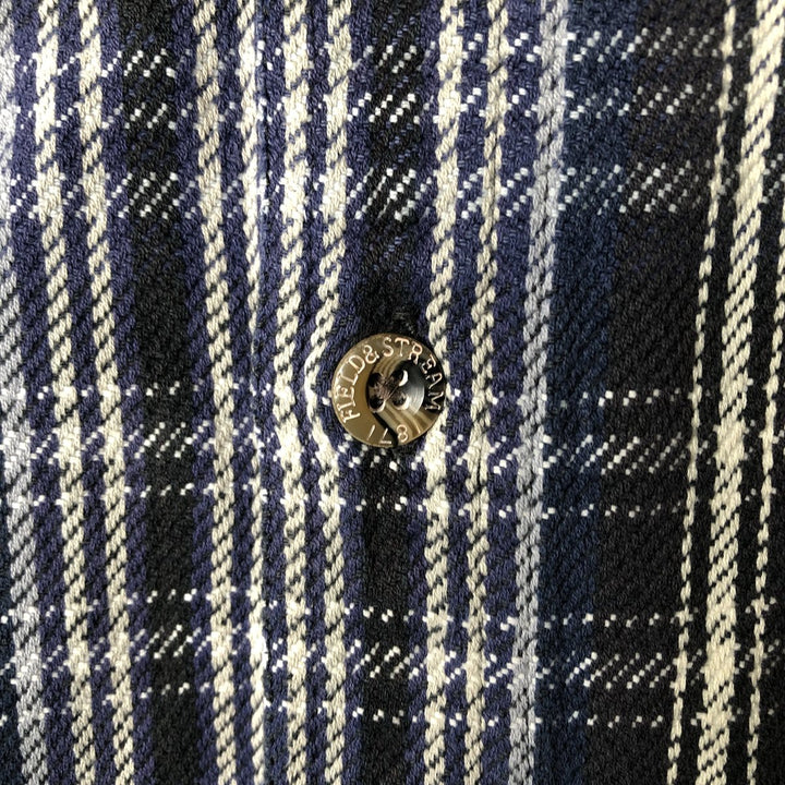 FIELD AND STREAM Long Sleeve Flannel Check Shirt, Men's Size L cotton navy blue type Vintage Second Hand