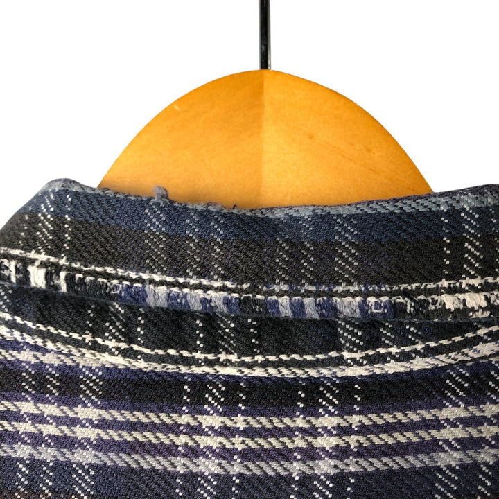 FIELD AND STREAM Long Sleeve Flannel Check Shirt, Men's Size L cotton navy blue type Vintage Second Hand
