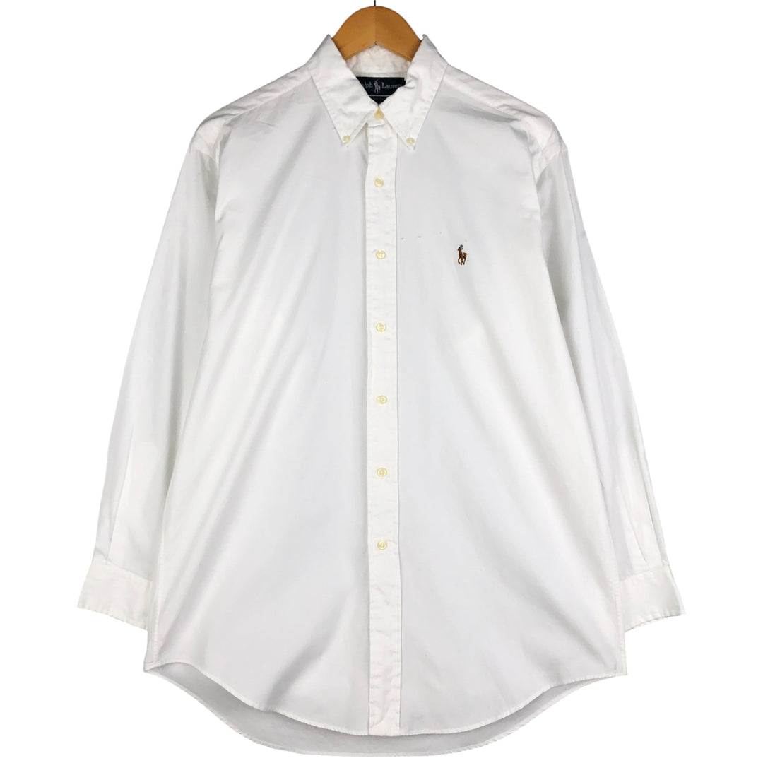 Ralph Lauren YARMOUTH long sleeve button down shirt, men's size M cotton white type Vintage Second Hand