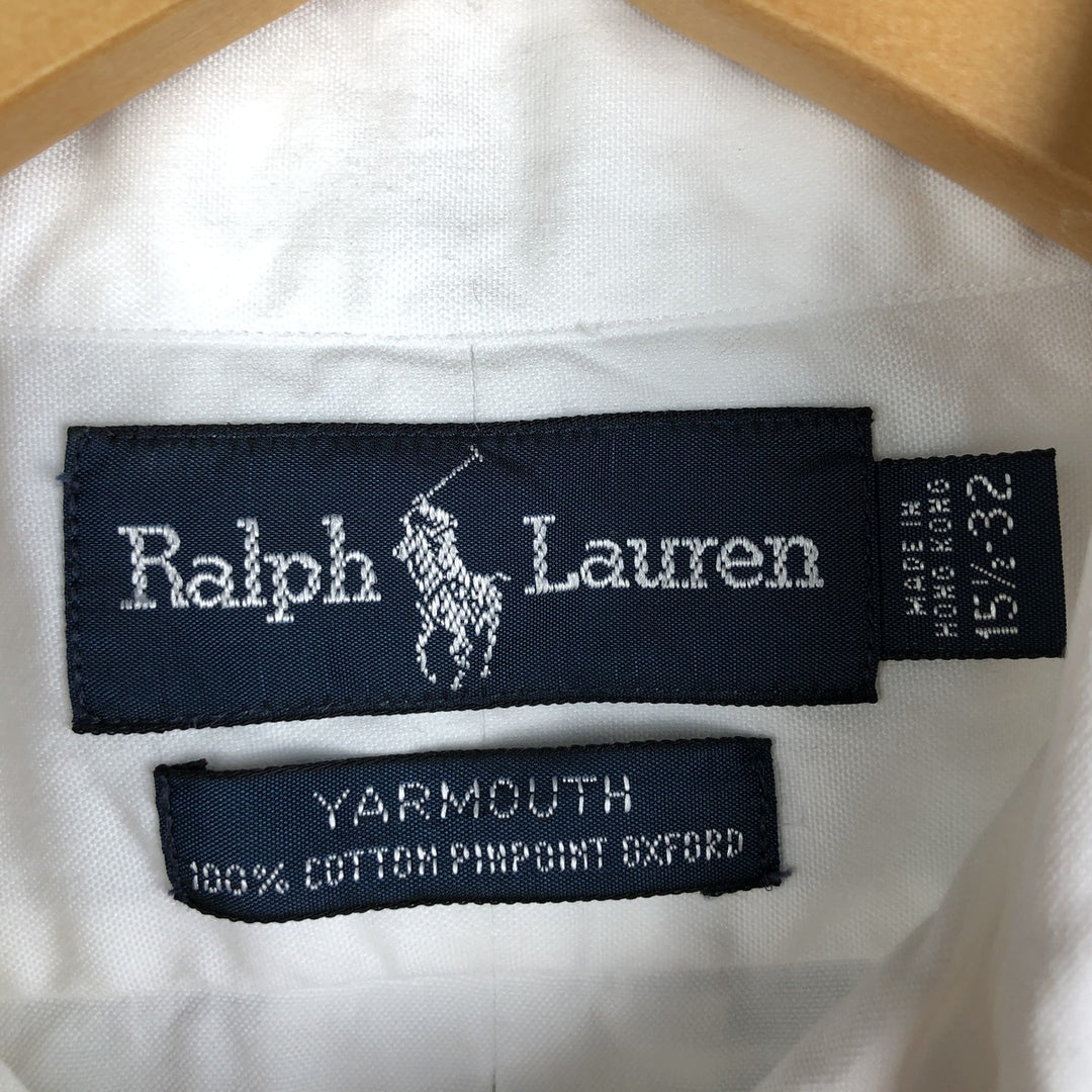 Ralph Lauren YARMOUTH long sleeve button down shirt, men's size M cotton white type Vintage Second Hand