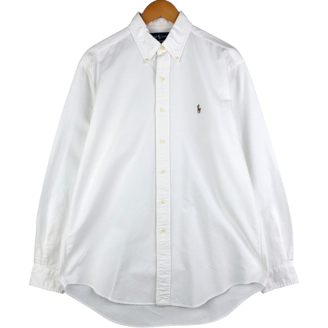 Ralph Lauren YARMOUTH long sleeve button down shirt, men's size M cotton white type Vintage Second Hand
