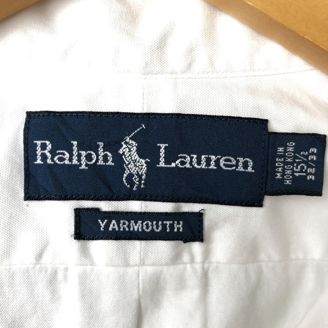Ralph Lauren YARMOUTH long sleeve button down shirt, men's size M cotton white type Vintage Second Hand