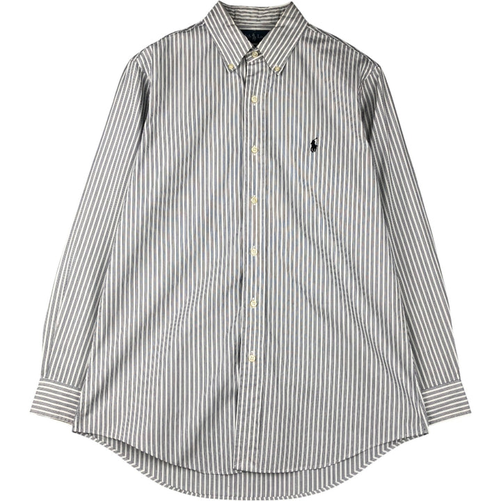 Ralph Lauren CUSTOM FIT long sleeve button down striped shirt men's size M cotton pale white type Vintage Second Hand