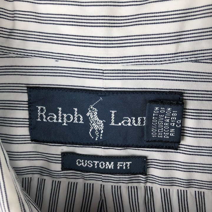 Ralph Lauren CUSTOM FIT long sleeve button down striped shirt men's size M cotton pale white type Vintage Second Hand