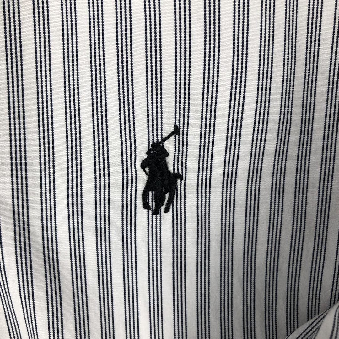 Ralph Lauren CUSTOM FIT long sleeve button down striped shirt men's size M cotton pale white type Vintage Second Hand