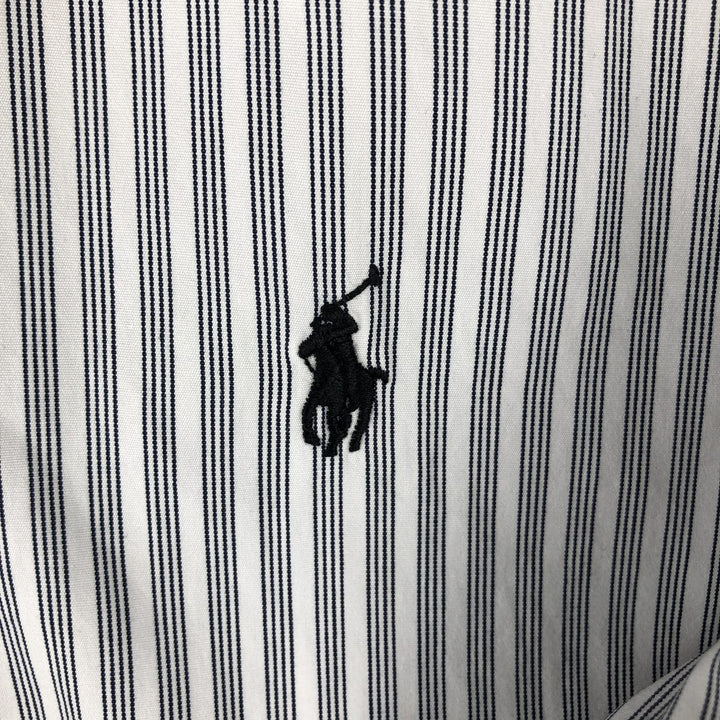 Ralph Lauren CUSTOM FIT long sleeve button down striped shirt men's size M cotton pale white type Vintage Second Hand