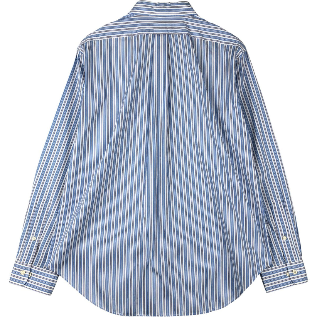 Ralph Lauren CUSTOM FIT long sleeve button down striped shirt men's size L cotton Blue type light blue Vintage Second Hand