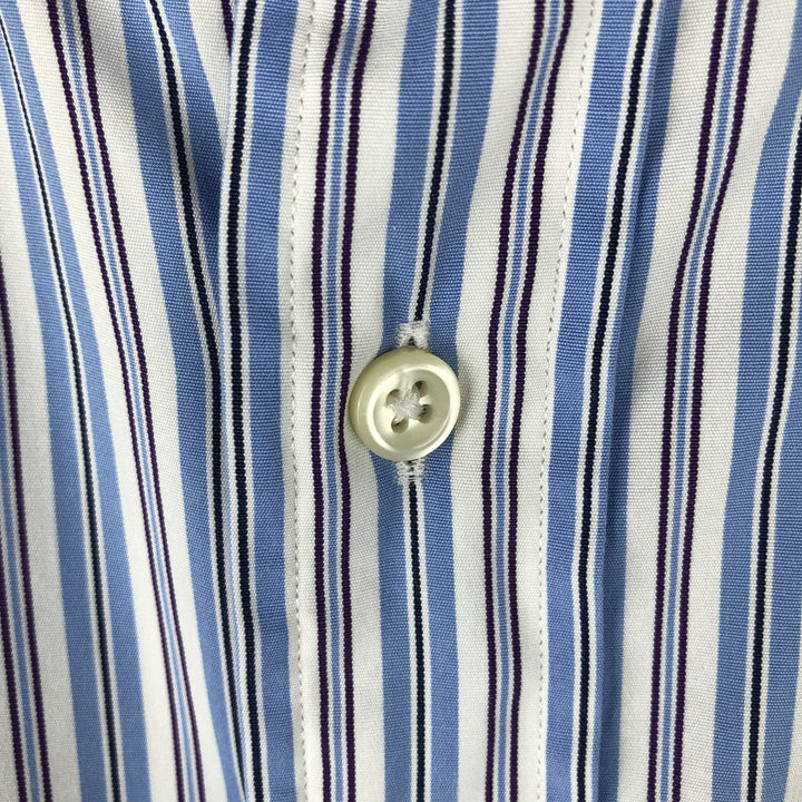 Ralph Lauren CUSTOM FIT long sleeve button down striped shirt men's size L cotton Blue type light blue Vintage Second Hand