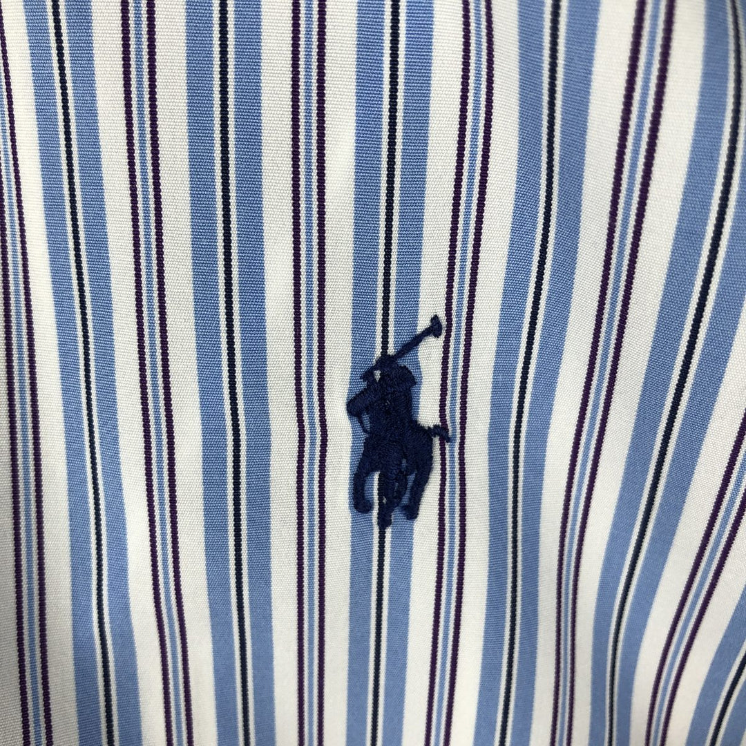 Ralph Lauren CUSTOM FIT long sleeve button down striped shirt men's size L cotton Blue type light blue Vintage Second Hand
